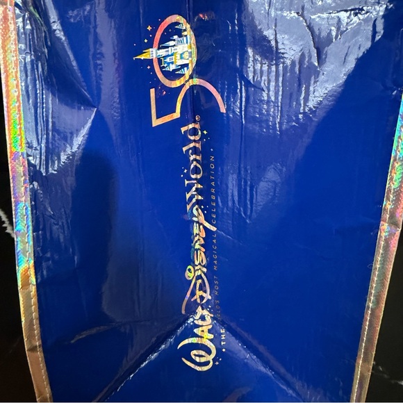 Title: Disney World 50th Anniversary Reusable Tote Bag Blue - Picture 4 of 5